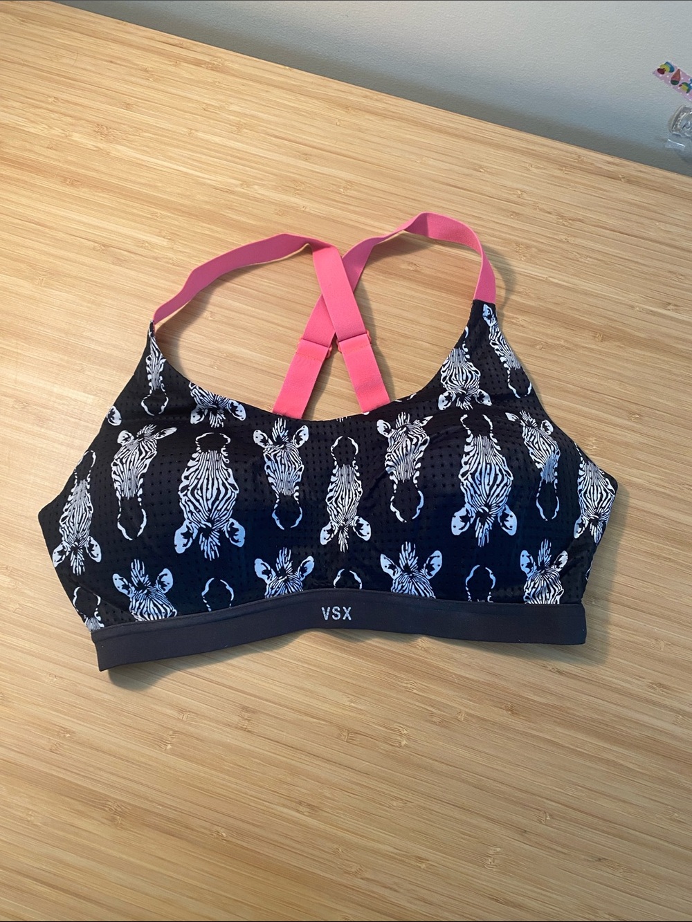 Victoria's Secret Black & Pink Zebra Print VSX Sports Bra